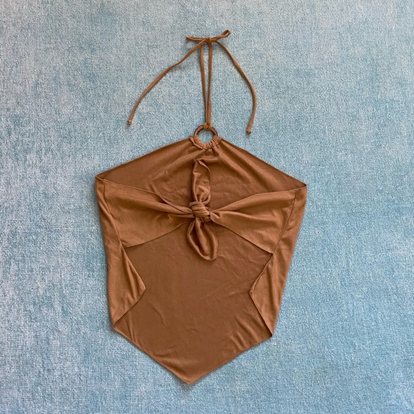 Vintage Y2K Suede Tie Halter - Picture 2 of 8